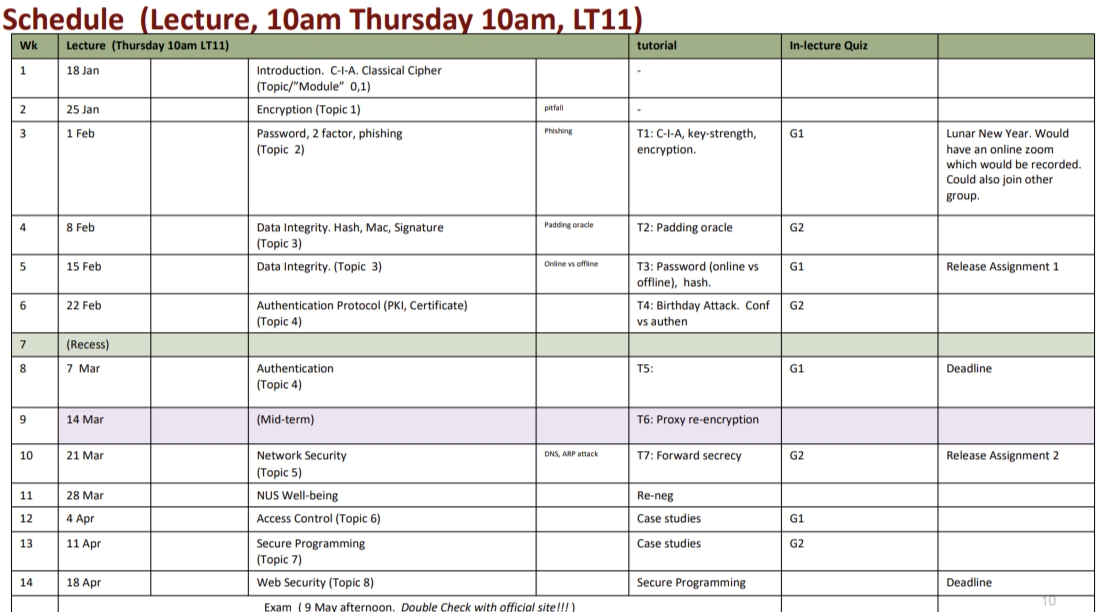 schedule